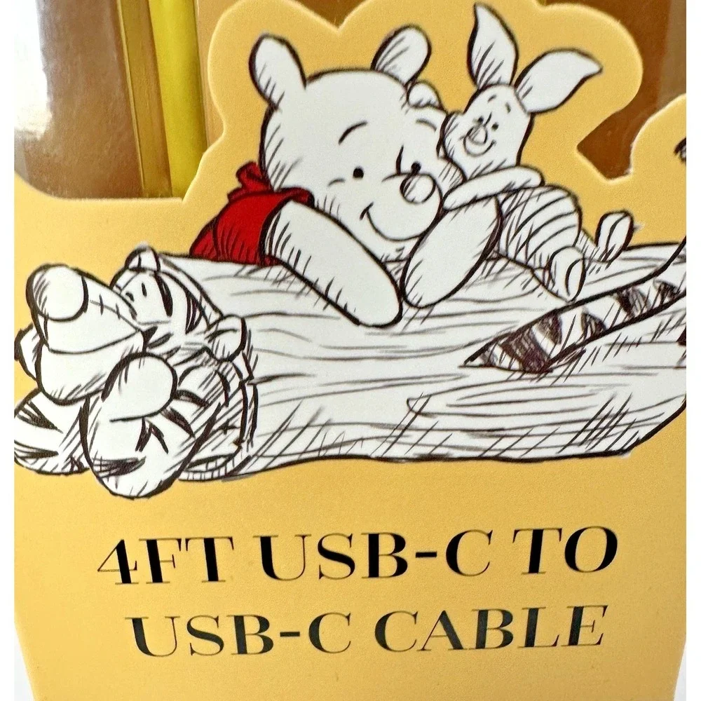 Disney Winnie The Pooh USB C Cable 4FT Fast Charging Pooh Piglet New
